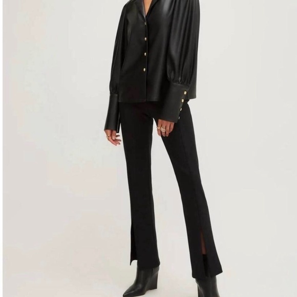 NEW FIFTEEN TWENTY faux leather shirt in black, M, CB2512 - Picture 8 of 8